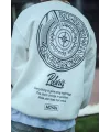 Erkek 3 iplik pamuklu Bisiklet Yaka Ön Ve Arka Baskılı SweatShirt - Beyaz