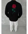 ERKEK 3 iplik Pamuklu Bisiklet Yaka Ön Ve Arka Baskılı SweatShirt - Siyah