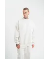 ERKEK 3 İplik Pamuklu Bisiklet Yaka Yıkamalı SweatShirt - Beyaz