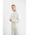 ERKEK 3 İplik Pamuklu Bisiklet Yaka Yıkamalı SweatShirt - Beyaz