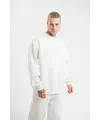 ERKEK 3 İplik Pamuklu Bisiklet Yaka Yıkamalı SweatShirt - Beyaz