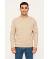 Erkek 3 İplik Pamuklu Düz Bisiklet Yaka SweatShirt - Bej