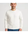 Erkek 3 İplik Pamuklu Düz Bisiklet Yaka SweatShirt - Beyaz