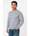 Erkek 3 İplik Pamuklu Düz Bisiklet Yaka SweatShirt - Gri