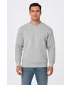 Erkek 3 İplik Pamuklu Düz Bisiklet Yaka SweatShirt - Gri