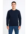 Erkek 3 İplik Pamuklu Düz Bisiklet Yaka SweatShirt - Lacivert