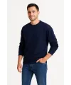 Erkek 3 İplik Pamuklu Düz Bisiklet Yaka SweatShirt - Lacivert