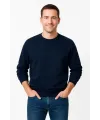 Erkek 3 İplik Pamuklu Düz Bisiklet Yaka SweatShirt - Lacivert