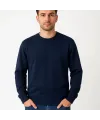Erkek 3 İplik Pamuklu Düz Bisiklet Yaka SweatShirt - Lacivert