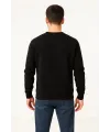 Erkek 3 İplik Pamuklu Düz Bisiklet Yaka SweatShirt - Siyah