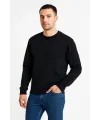 Erkek 3 İplik Pamuklu Düz Bisiklet Yaka SweatShirt - Siyah