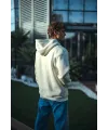Erkek 3 İplik Pamuklu Kapüşonlu Basic SweatShirt Hoodie - Beyaz