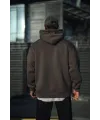 Erkek 3 İplik Pamuklu Kapüşonlu Basic SweatShirt Hoodie - Füme