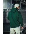 Erkek 3 İplik Pamuklu Kapüşonlu Basic SweatShirt Hoodie - Haki