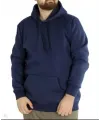 Erkek 3 İplik Pamuklu Kapüşonlu Cepli Oversize Hoodie Sweatshirt - Lacivert