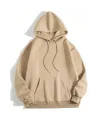 Erkek 3 İplik Pamuklu Kapüşonlu Kanguru Cepli Sweatshirt Hoodie -  Bej