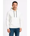 Erkek 3 İplik Pamuklu Kapüşonlu Kanguru Cepli SweatShirt hoodie - Beyaz