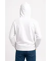 Erkek 3 İplik Pamuklu Kapüşonlu Kanguru Cepli SweatShirt hoodie - Beyaz