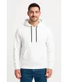Erkek 3 İplik Pamuklu Kapüşonlu Kanguru Cepli SweatShirt hoodie - Beyaz