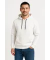Erkek 3 İplik Pamuklu Kapüşonlu Kanguru Cepli SweatShirt hoodie - Beyaz
