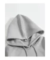 Erkek 3 İplik Pamuklu Kapüşonlu Kanguru Cepli Sweatshirt Hoodie - Boyalı Gri