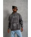 Erkek 3 İplik Pamuklu Kapüşonlu Kanguru Cepli Sweatshirt Hoodie -  Gri
