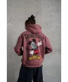 Erkek 3 İplik Pamuklu Kapüşonlu Kanguru Cepli Sweatshirt Hoodie - Gül Kurusu