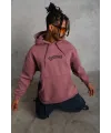 Erkek 3 İplik Pamuklu Kapüşonlu Kanguru Cepli Sweatshirt Hoodie - Gül Kurusu