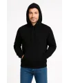 Erkek 3 İplik Pamuklu Kapüşonlu Kanguru Cepli SweatShirt hoodie - Siyah