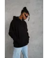 Erkek 3 İplik Pamuklu Kapüşonlu Kanguru Cepli Sweatshirt Hoodie -  Siyah