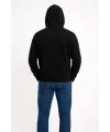Erkek 3 İplik Pamuklu Kapüşonlu Kanguru Cepli SweatShirt hoodie - Siyah