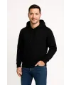 Erkek 3 İplik Pamuklu Kapüşonlu Kanguru Cepli SweatShirt hoodie - Siyah
