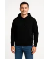 Erkek 3 İplik Pamuklu Kapüşonlu Kanguru Cepli SweatShirt hoodie - Siyah