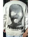 Erkek 3 iplik pamuklu Kışlık Bisiklet Yaka Baskılı SweatShirt - Beyaz