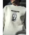 Erkek 3 iplik pamuklu Kışlık Bisiklet Yaka Baskılı SweatShirt - Beyaz