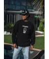 Erkek 3 iplik pamuklu Kışlık Bisiklet Yaka Baskılı SweatShirt - Siyah