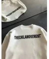 Erkek 3 iplik pamuklu Kışlık Bisiklet Yaka Oversize Baskılı SweatShirt - Beyaz