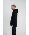 Erkek 3 İplik Pamuklu Oversize Kapüşonlu Nakışlı Hoodie SweatShirt - Siyah