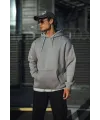 Erkek 3 İplik Penye Kapüşonlu Basic SweatShirt Hoodie - Boyalı Gri