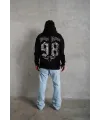 Erkek 98 Baskılı Kapüşonlu 3 iplik pamuklu hoodie Sweatshirt - Siyah