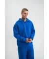 Erkek Açık Yakalı Oversize 3 İplik Pamuklu Sweatshirt - Mavii