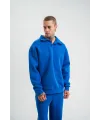 Erkek Açık Yakalı Oversize 3 İplik Pamuklu Sweatshirt - Mavii