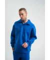 Erkek Açık Yakalı Oversize 3 İplik Pamuklu Sweatshirt - Mavii
