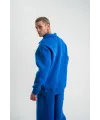 Erkek Açık Yakalı Oversize 3 İplik Pamuklu Sweatshirt - Mavii