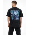 Erkek Asit Yıkamalı Oversize Tişört Bisiklet Yaka Kısa Kol T-shirt - Siyah