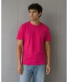 Erkek Basic Pamuklu Tişört Bisiklet Yaka Düz Renk Regular Fit T-Shirt - Fuşya