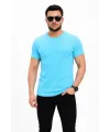 Erkek Basic Tişört Bisiklet Yaka Kısa Kol Günlük Yazlık Slim fit T-Shirt - Açık Mavi