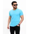 Erkek Basic Tişört Bisiklet Yaka Kısa Kol Günlük Yazlık Slim fit T-Shirt - Açık Mavi