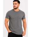 Erkek Basic Tişört Bisiklet Yaka Kısa Kol Günlük Yazlık Slim fit T-Shirt - Antrasit