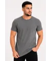Erkek Basic Tişört Bisiklet Yaka Kısa Kol Günlük Yazlık Slim fit T-Shirt - Antrasit